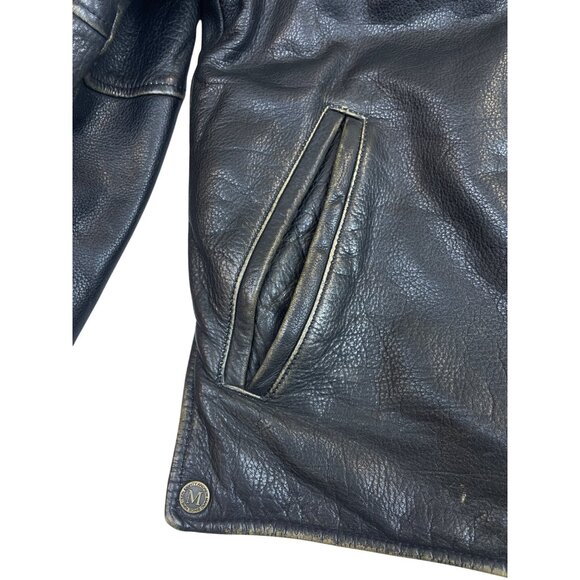 Vintage Marc New York Mens Black Leather Jacket Medium Zip-Up Classic Biker Styl - Picture 5 of 12